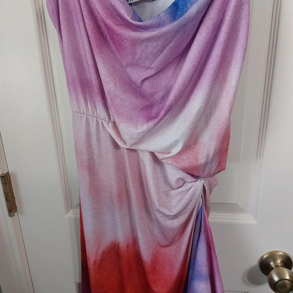 Zara Multicolor Draped Midi Dress